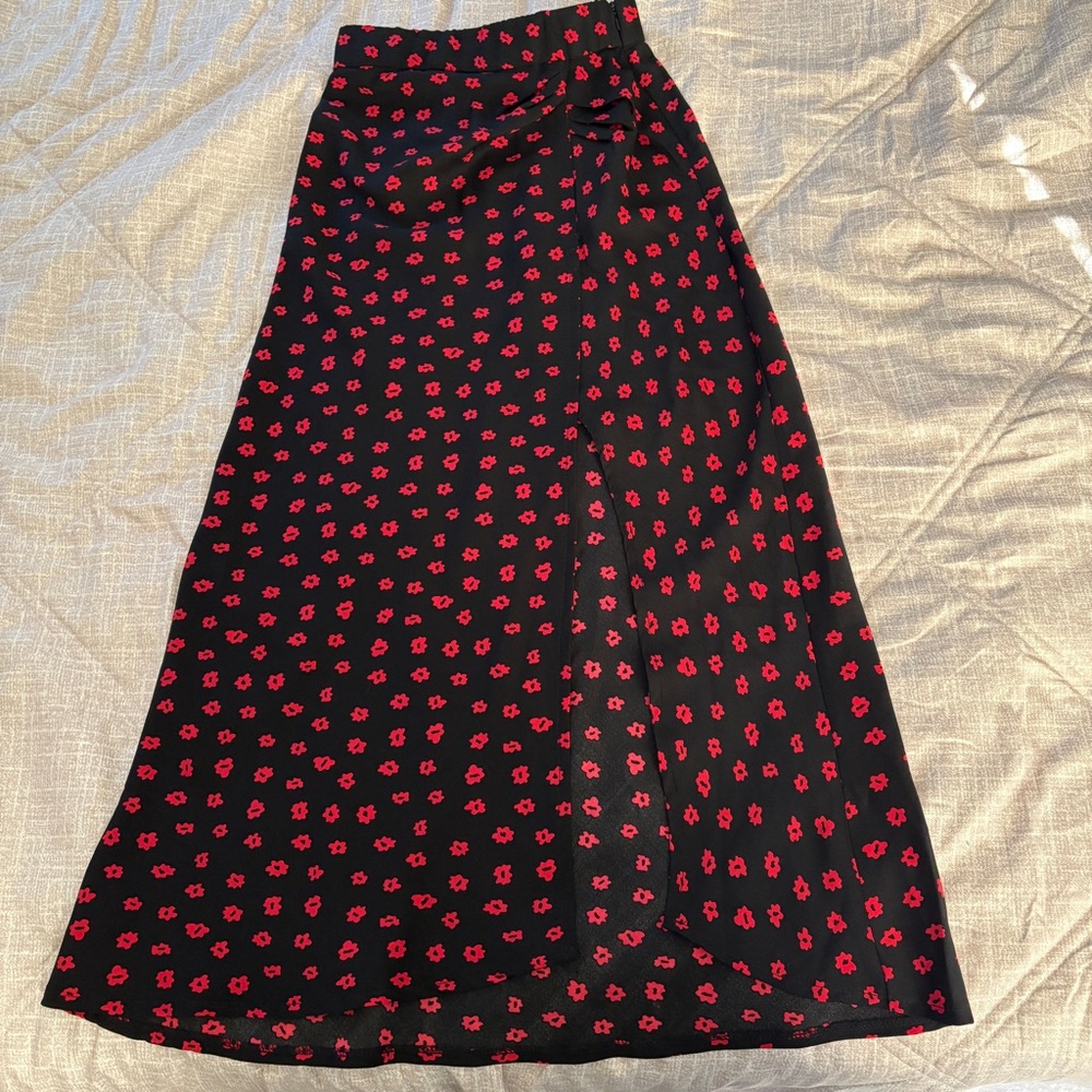 Princess Polly Women’s Floral Y2K Red Black Whimsigoth Fairy High Slit Sz 0